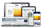 Darstellung der Neuen Osnabrücker Zeitung als Printausgabe sowie digital auf Desktop, Tablet und Smartphone mit Titelseite und Artikeln. 