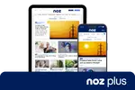 NOZ-Website auf Laptop und NOZ-App auf Smartphone mit Artikeln zu Ausbildung und regionalen Themen.  