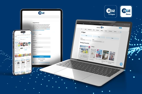 Laptop, Smartphone und Tablet auf denen unsere Apps geöffnet sind