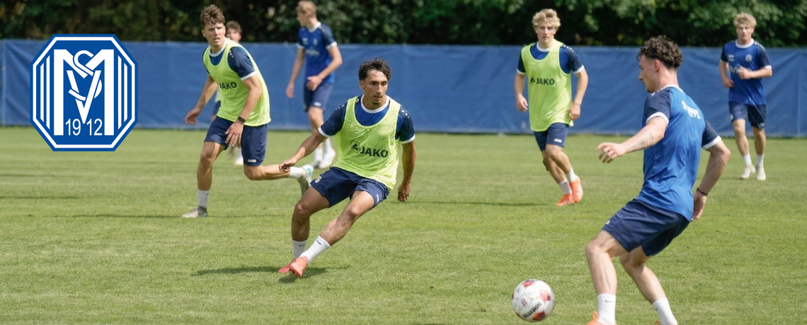 Spielende Fußballer des SV Meppen auf dem Rasenplatz
