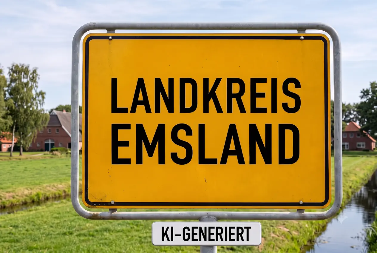 KI-generiertes Ortschild mit dem Text Landkreis Emsland