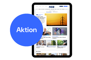 Tablet zeigt die Startseite der Neuen Osnabrücker Zeitung mit Artikeln und Bildern zu aktuellen Nachrichten.